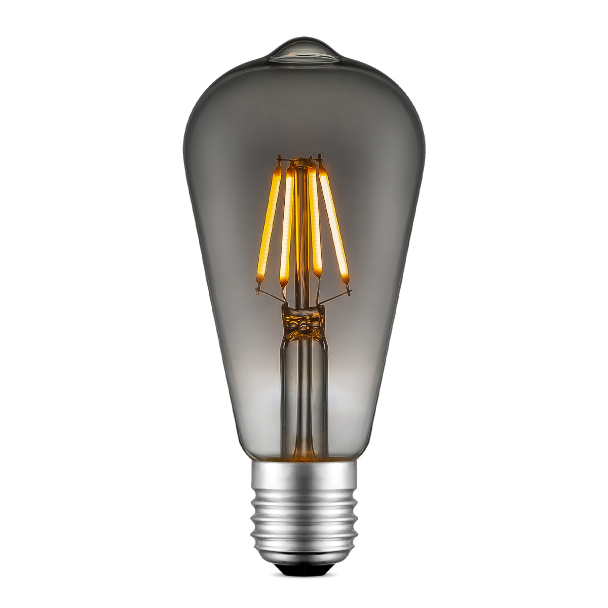 Edison Vintage LED filament lichtbron Drop - Rook - ST64 Deco - Retro LED lamp - 6.4/6.4/14cm - geschikt voor E27 fitting - Dimbaar - 4W 150lm 1800K - warm wit licht